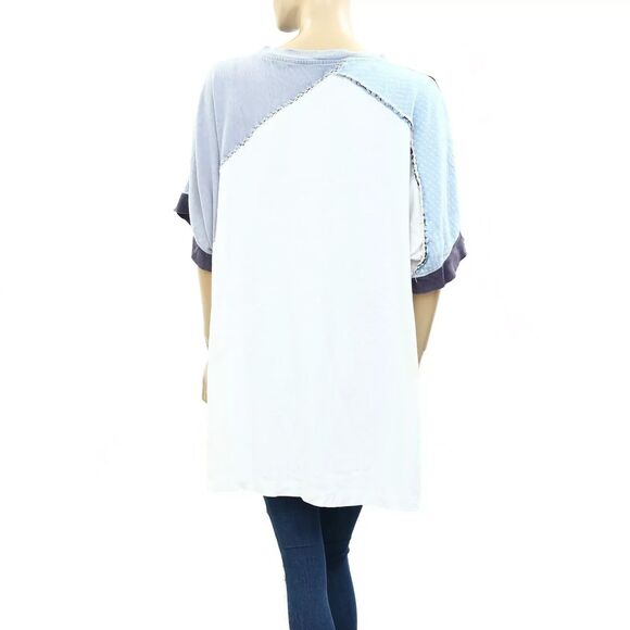 Free People We The Free Colorblock Oversized Pullover Top Embroidered S 273025 - Picture 4 of 7